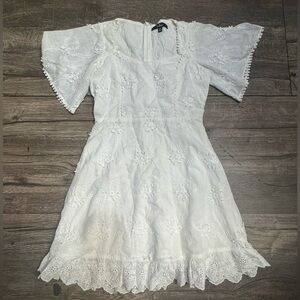 Lulu's White Floral Lace Mini Dress